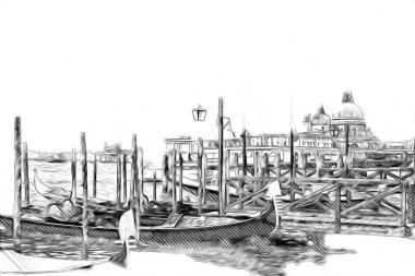 Venedik sanat eskizi çizimi eğlenceli tasarım antika retro
