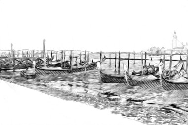 Venedik sanat eskizi çizimi eğlenceli tasarım antika retro