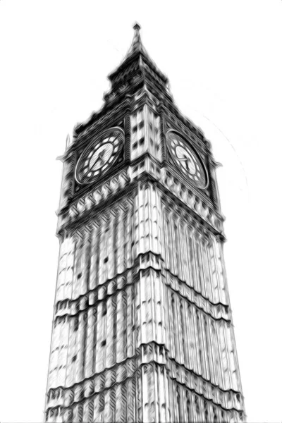 Londen Big Ben Kunst Tekening Schets Illustratie Leuk Ontwerp Vintage — Stockfoto