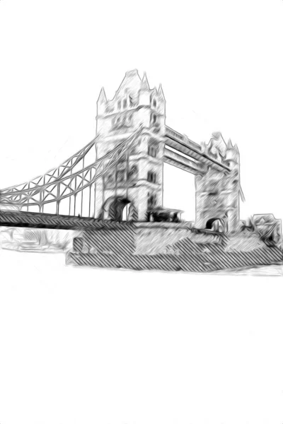 Londres Grand Ben Art Dessin Croquis Illustration Fun Design Vintage — Photo