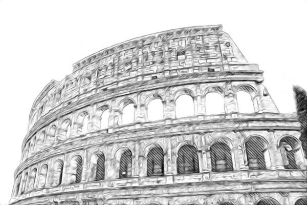 Roma Italia Arte Disegno Schizzo Illustrazione Divertimento Design Vintage Retro — Foto Stock