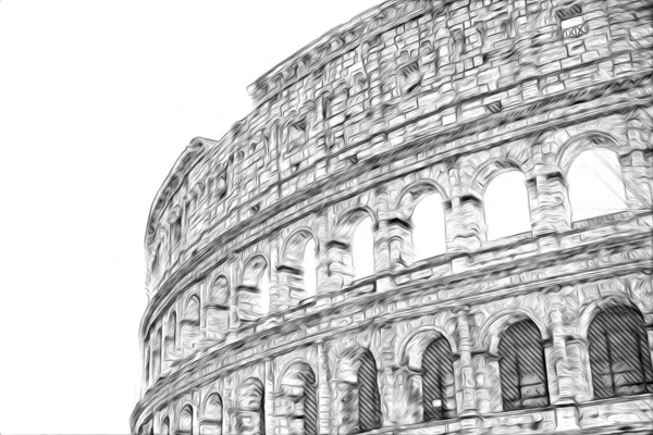 Roma Italia Dibujo Dibujo Ilustración Divertido Diseño Vintage Retro — Foto de Stock