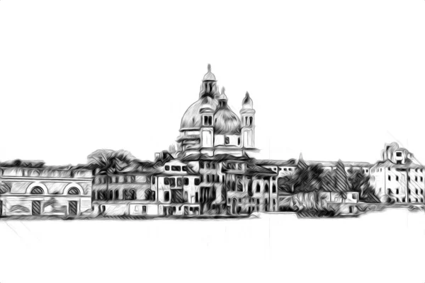 Venice Art Drawing Sketch Illustration Fun Design Vintage Retro — Stock Photo, Image