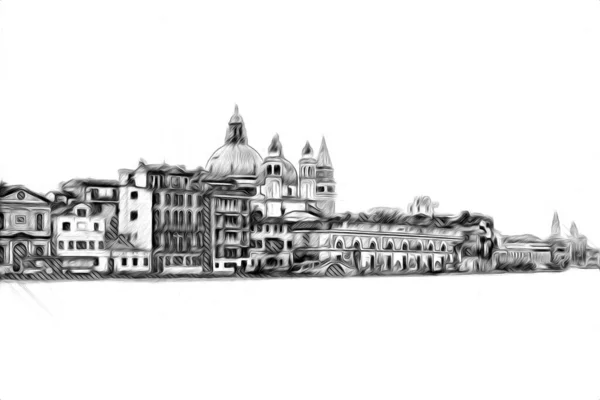 Venedig Kunst Zeichnung Skizze Illustration Spaß Design Vintage Retro — Stockfoto