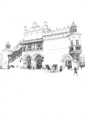 Eski şehir Krakow sanat illüstrasyonları antika