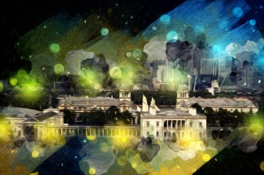 Londra 'nın büyük Ben sanat eseri çizimi, çizim, eğlenceli tasarım, antika retro