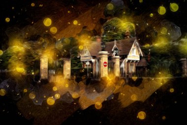 Londra 'nın büyük Ben sanat eseri çizimi, çizim, eğlenceli tasarım, antika retro