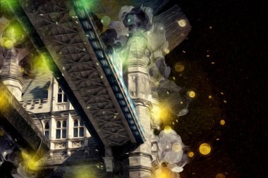 Londra 'nın büyük Ben sanat eseri çizimi, çizim, eğlenceli tasarım, antika retro