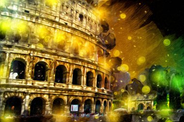 Roma İtalya sanatı eskiz çizimi eğlenceli tasarım antika retro