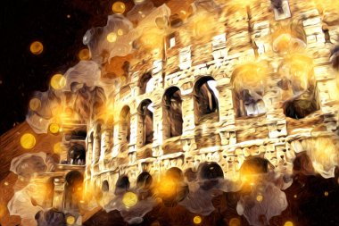 Roma İtalya sanatı eskiz çizimi eğlenceli tasarım antika retro