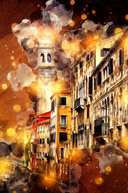 Venedik sanat eskizi çizimi eğlenceli tasarım antika retro