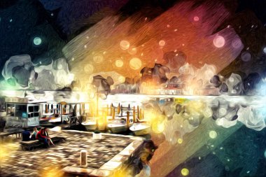 Venedik sanat eskizi çizimi eğlenceli tasarım antika retro