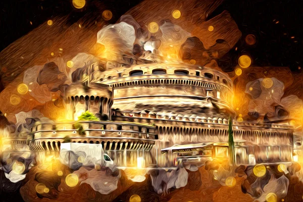 Roma Italia Arte Disegno Schizzo Illustrazione Divertimento Design Vintage Retro — Foto Stock