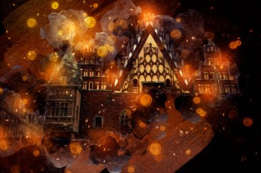 Wroclaw City Poland antika sanat eskizi çizimi