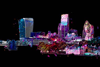 Londra 'nın büyük Ben sanat eseri çizimi, çizim, eğlenceli tasarım, antika retro