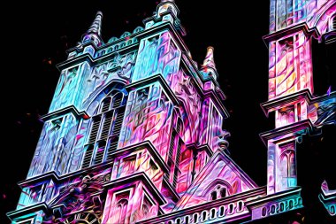 Londra 'nın büyük Ben sanat eseri çizimi, çizim, eğlenceli tasarım, antika retro