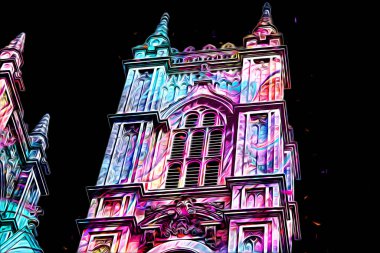 Londra 'nın büyük Ben sanat eseri çizimi, çizim, eğlenceli tasarım, antika retro