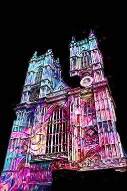 Londra 'nın büyük Ben sanat eseri çizimi, çizim, eğlenceli tasarım, antika retro