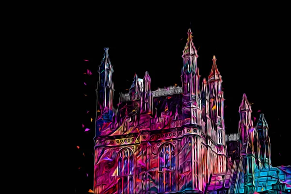 Londra 'nın büyük Ben sanat eseri çizimi, çizim, eğlenceli tasarım, antika retro