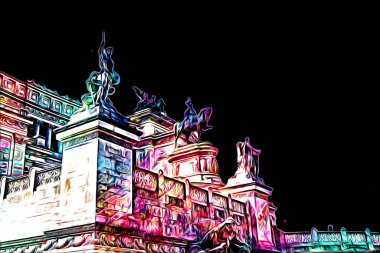 Roma İtalya sanatı eskiz çizimi eğlenceli tasarım antika retro