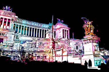 Roma İtalya sanatı eskiz çizimi eğlenceli tasarım antika retro