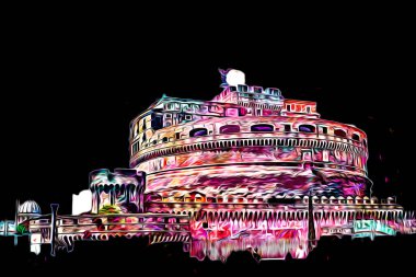 Roma İtalya sanatı eskiz çizimi eğlenceli tasarım antika retro