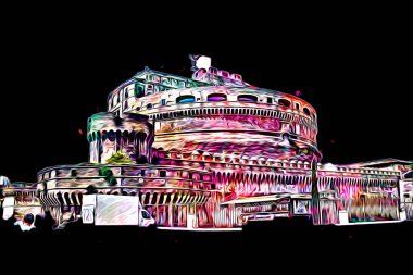 Roma İtalya sanatı eskiz çizimi eğlenceli tasarım antika retro