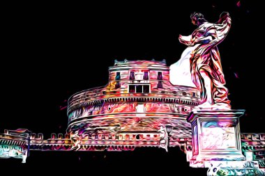 Roma İtalya sanatı eskiz çizimi eğlenceli tasarım antika retro