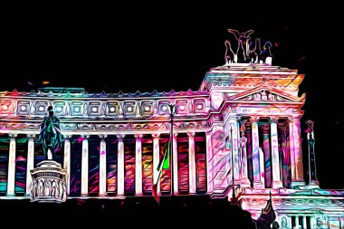 Roma İtalya sanatı eskiz çizimi eğlenceli tasarım antika retro