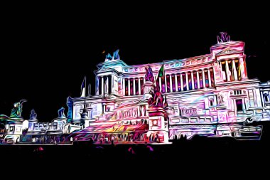 Roma İtalya sanatı eskiz çizimi eğlenceli tasarım antika retro