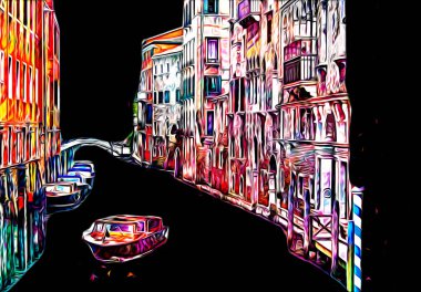 Venedik sanat eskizi çizimi eğlenceli tasarım antika retro