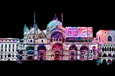 Venedik sanat eskizi çizimi eğlenceli tasarım antika retro