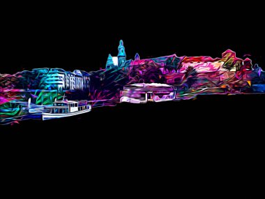 Eski şehir Krakow sanat illüstrasyonları antika