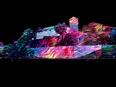 Eski şehir Krakow sanat illüstrasyonları antika