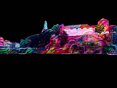 Eski şehir Krakow sanat illüstrasyonları antika