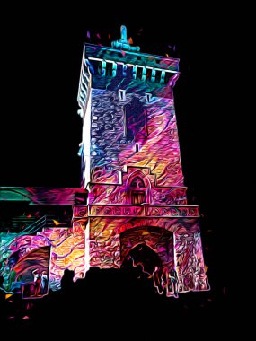 Eski şehir Krakow sanat illüstrasyonları antika