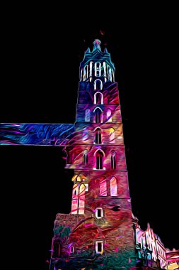 Eski şehir Krakow sanat illüstrasyonları antika