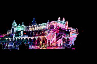 Eski şehir Krakow sanat illüstrasyonları antika