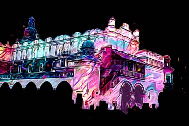 Eski şehir Krakow sanat illüstrasyonları antika