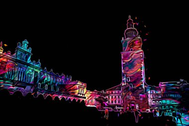 Eski şehir Krakow sanat illüstrasyonları antika