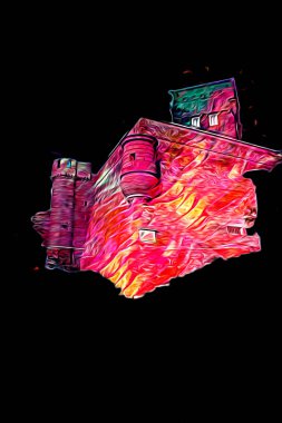 Eski şehir Krakow sanat illüstrasyonları antika