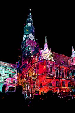 Wroclaw City Poland antika sanat eskizi çizimi