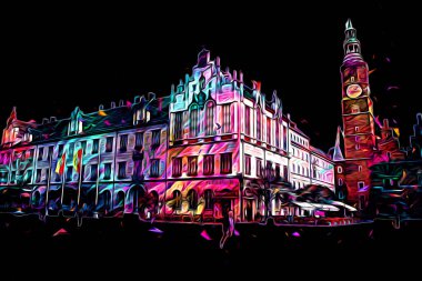 Wroclaw City Poland antika sanat eskizi çizimi