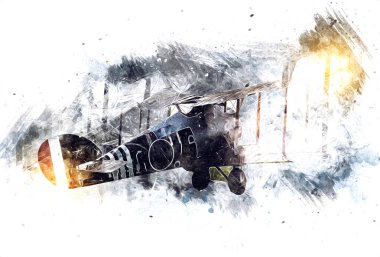 Beyaz arka planda izole edilmiş eski bir savaş uçağı.