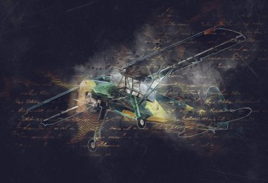 Beyaz arka planda izole edilmiş eski bir savaş uçağı.