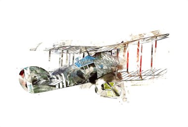 Beyaz arka planda izole edilmiş eski bir savaş uçağı.