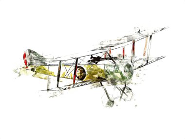 Beyaz arka planda izole edilmiş eski bir savaş uçağı.