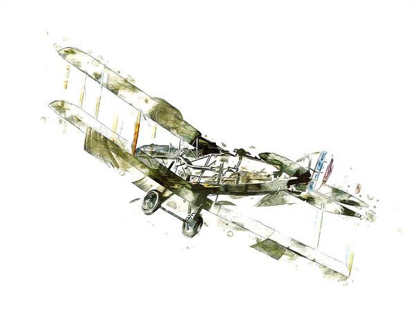 白地に孤立した古い戦闘機ヴィンテージレトロなイラスト — ストック写真