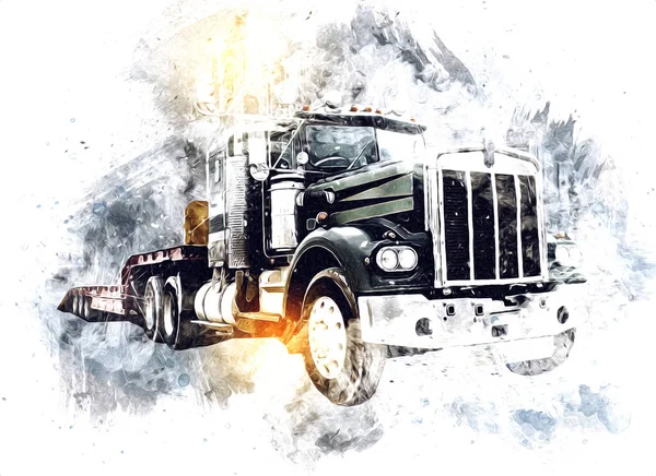 American Truck Illustration Color Isolated Art Vintage Retro — Stock Photo, Image