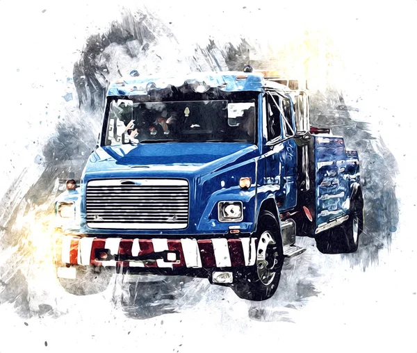 Amerikanische Lkw Illustration Farbe Isoliert Kunst Vintage Retro — Stockfoto